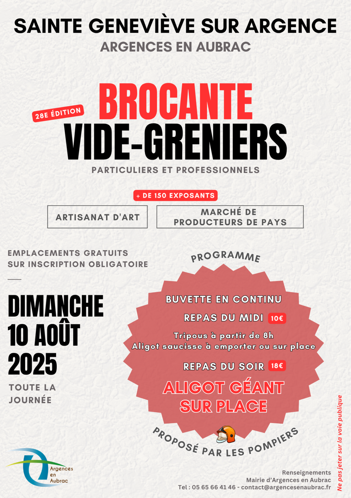 Lire la suite à propos de l’article 10 août 2025 – Brocante / vide-greniers à Argences en Aubrac : réservez votre emplacement gratuit !